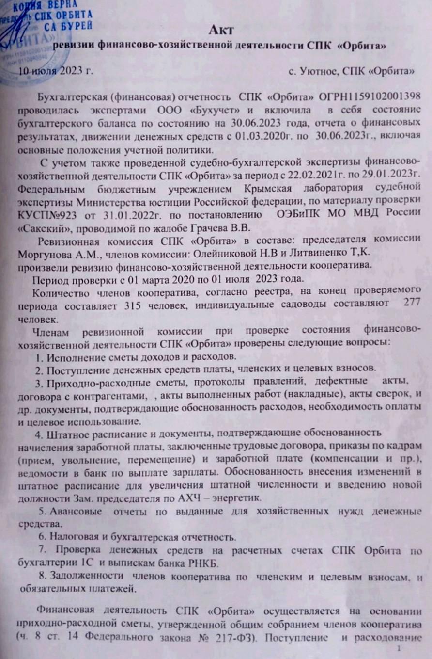 Ревизия СПК "Орбита"